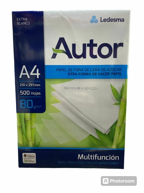 Resma Autor x 80 grs A4 . X unidad