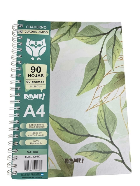 Cuaderno Rome NATURE A4 T/D x 90 hjs #
