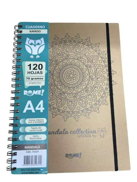 Cuaderno A4 Rome T/D X 120 hjs RAYDAS Mándalas
