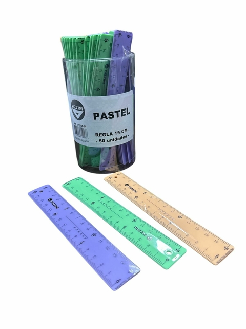 Regla Pizzini x 15 cm Colores Pasteles
