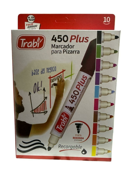 Marcador Trabi 450 p/ Pizarra caja x 10 surtidos - comprar online