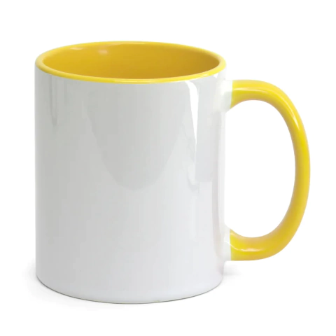 Caneca Sublimação Alça e Interior Amarelo 325ml