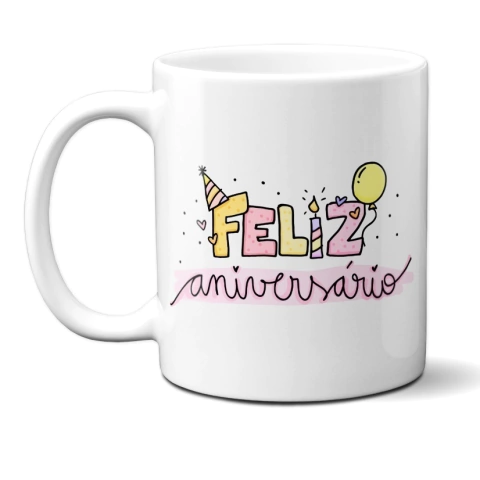 Caneca Feliz Aniversário Te Desejo Tudo de Bom Atacado Revenda