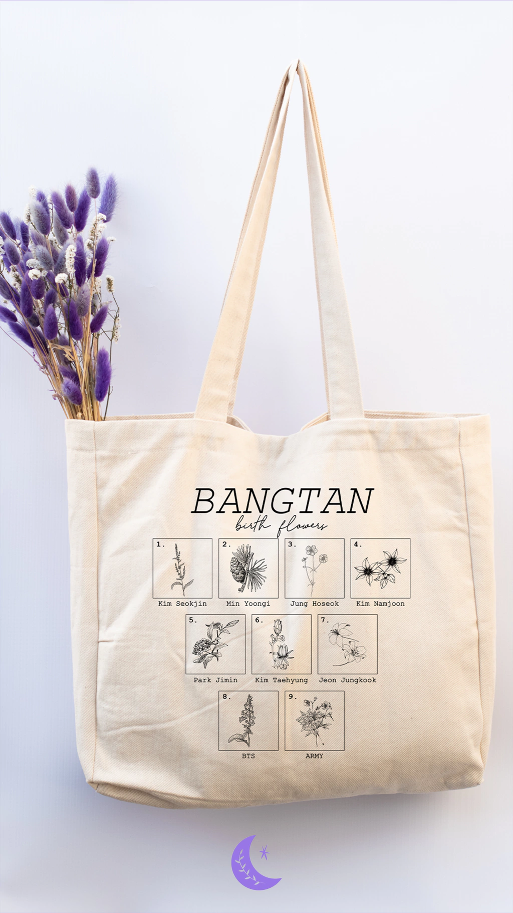 Maxi Tote Bag: Bangtan Birth Flowers
