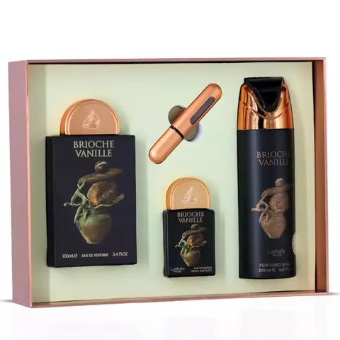 KIT Brioche Vanille Lattafa PERFUME 100ML + MINIATURA 20ML + SPRAY 200ML