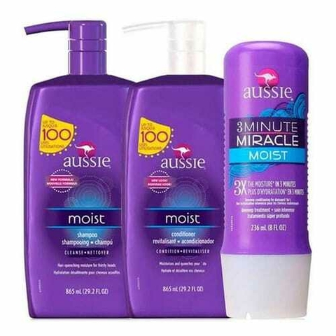 Kit Aussie - Shampoo E Condicionador Moist 778ml Ml + Mascara Moist 236 Ml