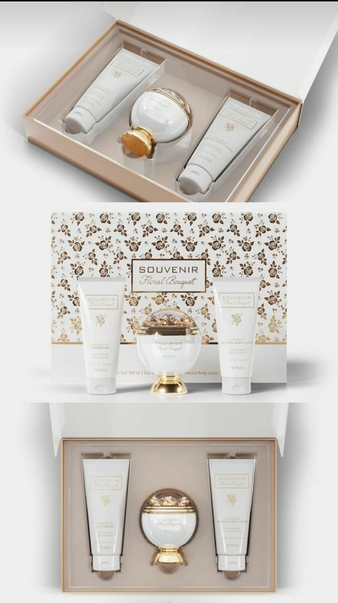 Kit Souvenir Floral Bouquet (Parfum 100 ml + Shower Gel 100 ml + Body Lotion 100 ml ) – Perfume Árabe