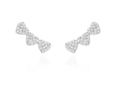 Brinco mini earcuff 3 corações cravejados na internet