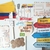 Kit de decoração de festa com tema de viagem à Colômbia, incluindo bandeiras, aviões, placas de direção e cartões postais.