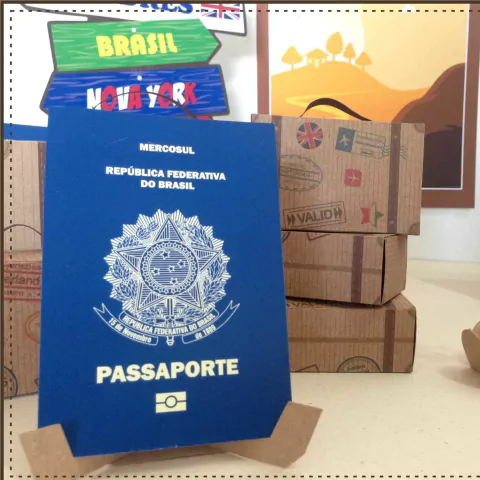 Mini Cartão Postal Estampa Passaporte - 4 Unidades
