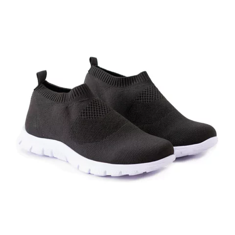 Zapatilla Tejida Tela Elastizada Negro