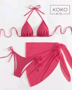 Rosa con textura + pareo - KOKO Boutique