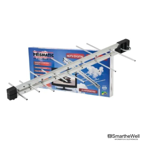 ANTENA EXTERNA UHF/ TV DIGITAL 16 ELEMENTOS ALTO GANHO PRISMATIC