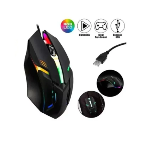 MOUSE OFFICE GAMER COM FIO USB LED LEHMOX