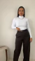 Calça Pantalona em Alfaiataria Marrom café ADRI - loja online