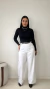 Calça Pantalona em Alfaiataria Branca ADRI