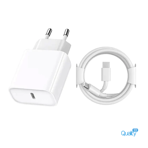 Carregador Rápido 30W PD Apple iPhone, USB C e Cabo de Dados