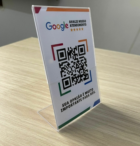 Display de Acrílico Personalizado para Balcão - Google Avalie - 10x15cm