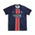 Camisa titular home PSG I 2024/2025 azul e vermelha masculina, frente oficial e original, Paris Saint-Germain, uniforme de futebol, design Hechter, gola redonda, manga curta, tecido poliéster, tecnologia Dri-FIT, coleção 2024/2025, moda esportiva, torcedo