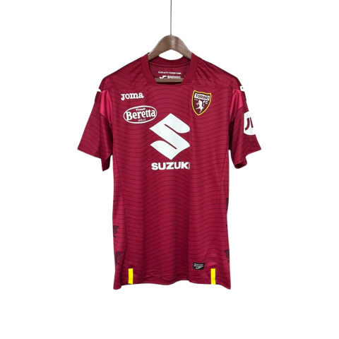 camisa do torino-home-titular-1-I-2023/2024-23/24-torcedor-masculino-masculina-joma-grená-zapata-sanabria-vojvoda-parte da frente