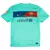 Frente da camisa Barcelona 2010/2011 Away II retrô reserva masculina, verde água com faixa azul e vermelha, escudo do Barcelona bordado, patrocínio Unicef, usada por Messi, Xavi e David Villa.