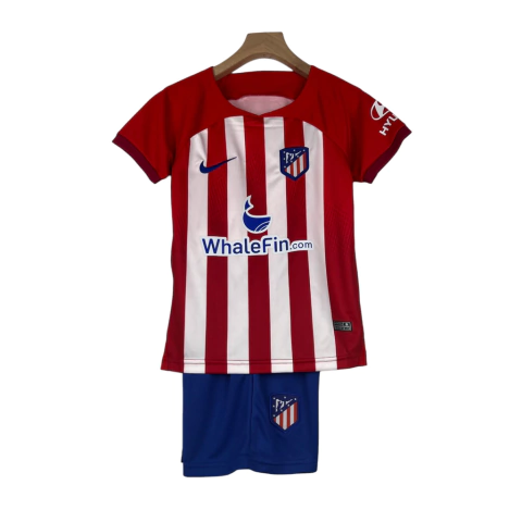 Kit Infantil Atlético de Madrid I 23/24 Nike - Vermelho e branco e azul