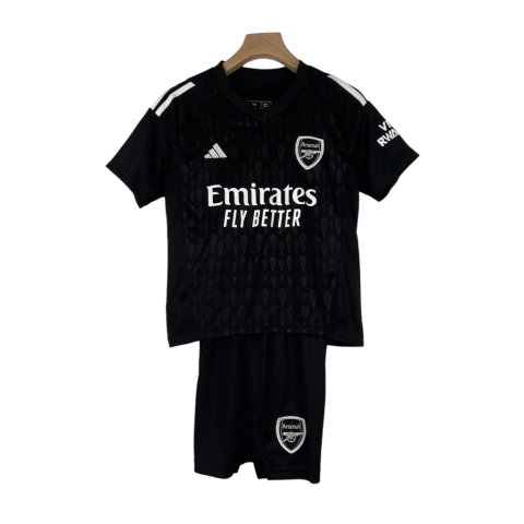 Kit Infantil Arsenal Goleiro Adidas 23/24 - Preto com detalhes em branco