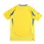Verso da camisa titular Al-Nassr 2024/2025 amarela, destacando a numeração e o nome nas costas em azul, além do patrocínio master. Design com recortes azuis nas laterais inferiores e detalhes da gola V. A camisa é altamente procurada por fãs de Cristiano 