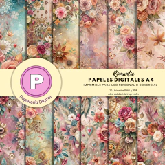 Pack de 12 papeles digitales FLORES RETRO - (copia)