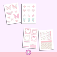 KIT PARA SCRAPBOOKING - Sweet Pink (Archivos Digitales) - Papelitos