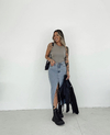 Saia jeans midi