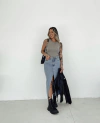 Saia jeans midi