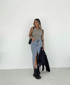 Saia jeans midi