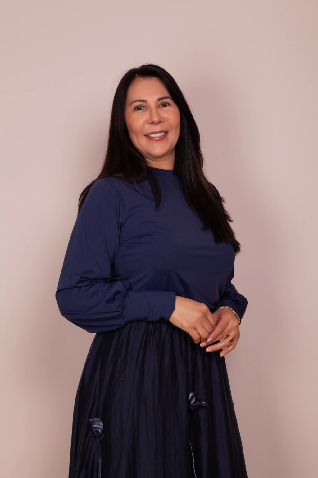 Blusa Sarah Manga Longa Azul Marinho