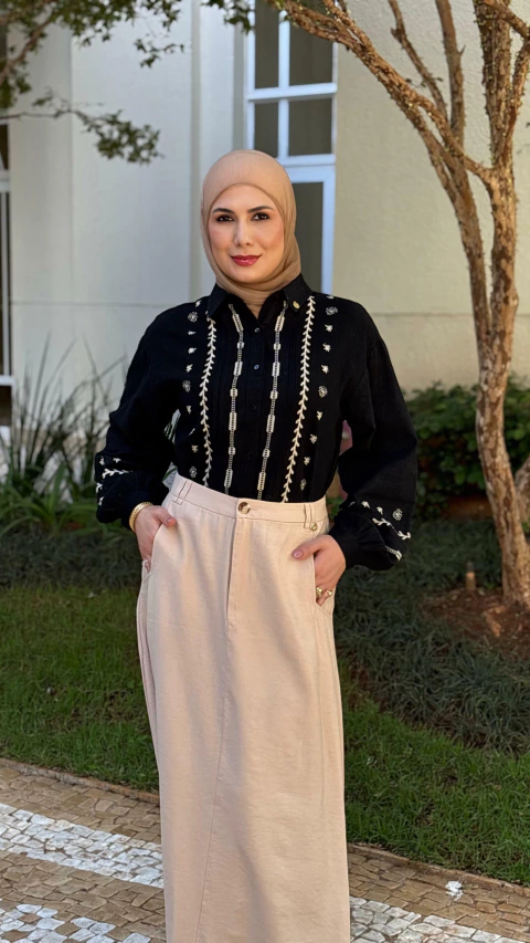 Camisa Bordada Yasmin Preta