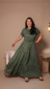 Vestido Pompom Manga Curta Verde Escuro - comprar online