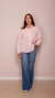 Camisa Bordado Flor Manga Longa Rosa Candy - By Mag Halat 