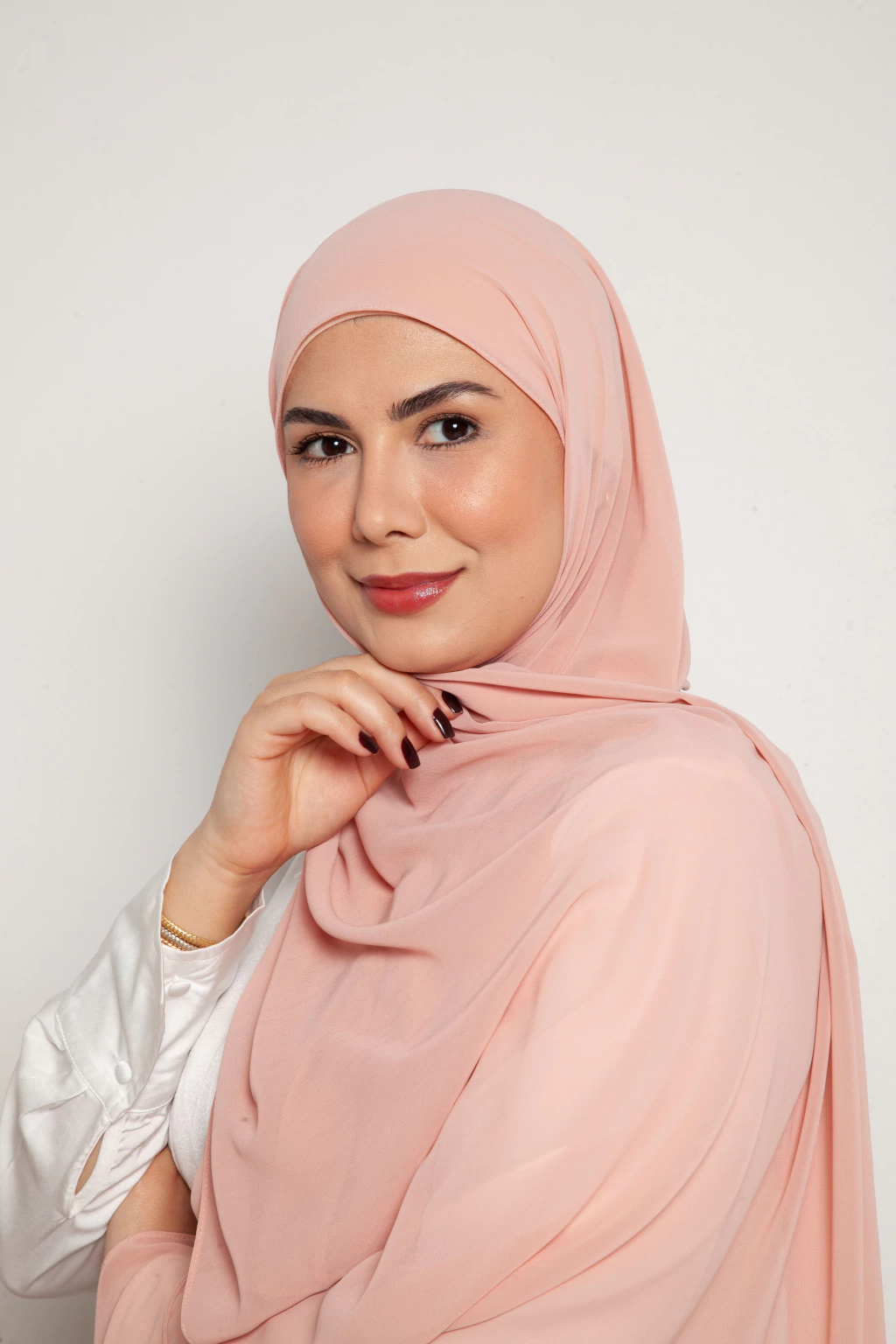 Lenço para Hijab em Chiffon - Rosa Chá