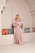 Abaya em Cetim Bordada Rosé - loja online