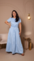 Vestido Pompom Manga Curta Azul Bebê - comprar online