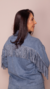 Camisa Franjas em Suede Azul Jeans na internet