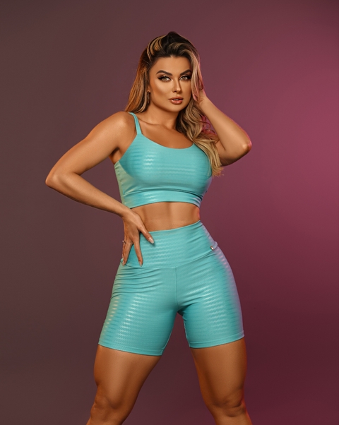 Short 3D Azul Turquesa Empina Bumbum
