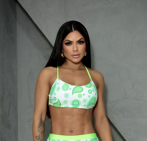TOP Amarração Jade Verde C/ Branco