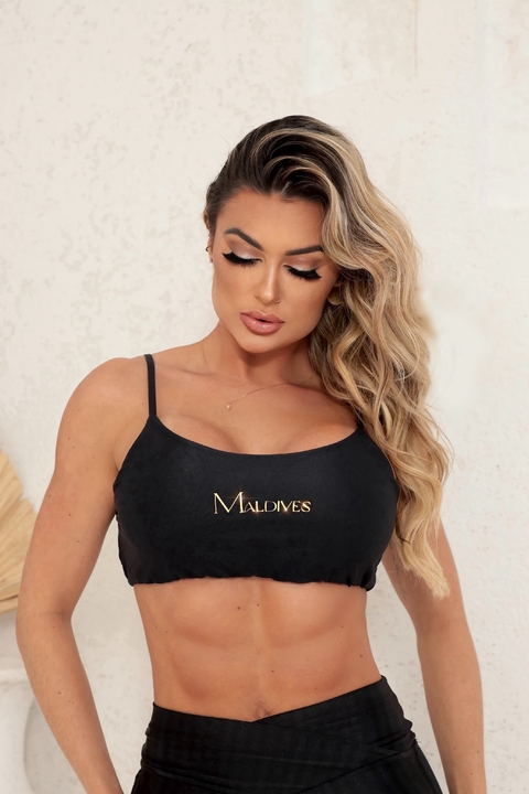 Top Cruzado Preto Poliamida - comprar online