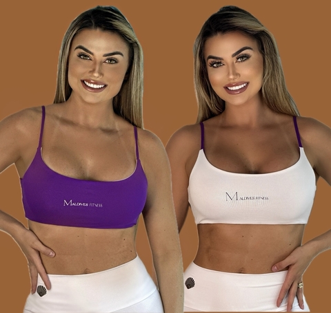Top Beach Dupla Face Roxo e Branco