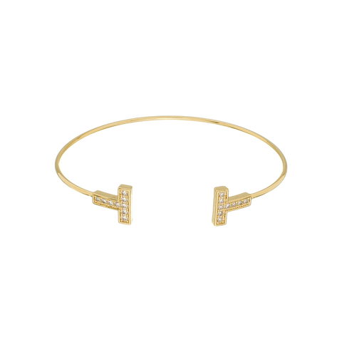 Bracelete Rígido Regulável Inspired Tiff com Zircônias Cravejadas