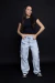 Calça Wide Cargo Jeans Claro na internet