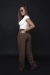 Wide Leg Marrom Linha na internet