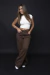 Wide Leg Marrom Linha