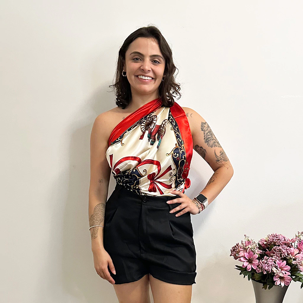 Lenço Cetim Estampado 90x90 cm